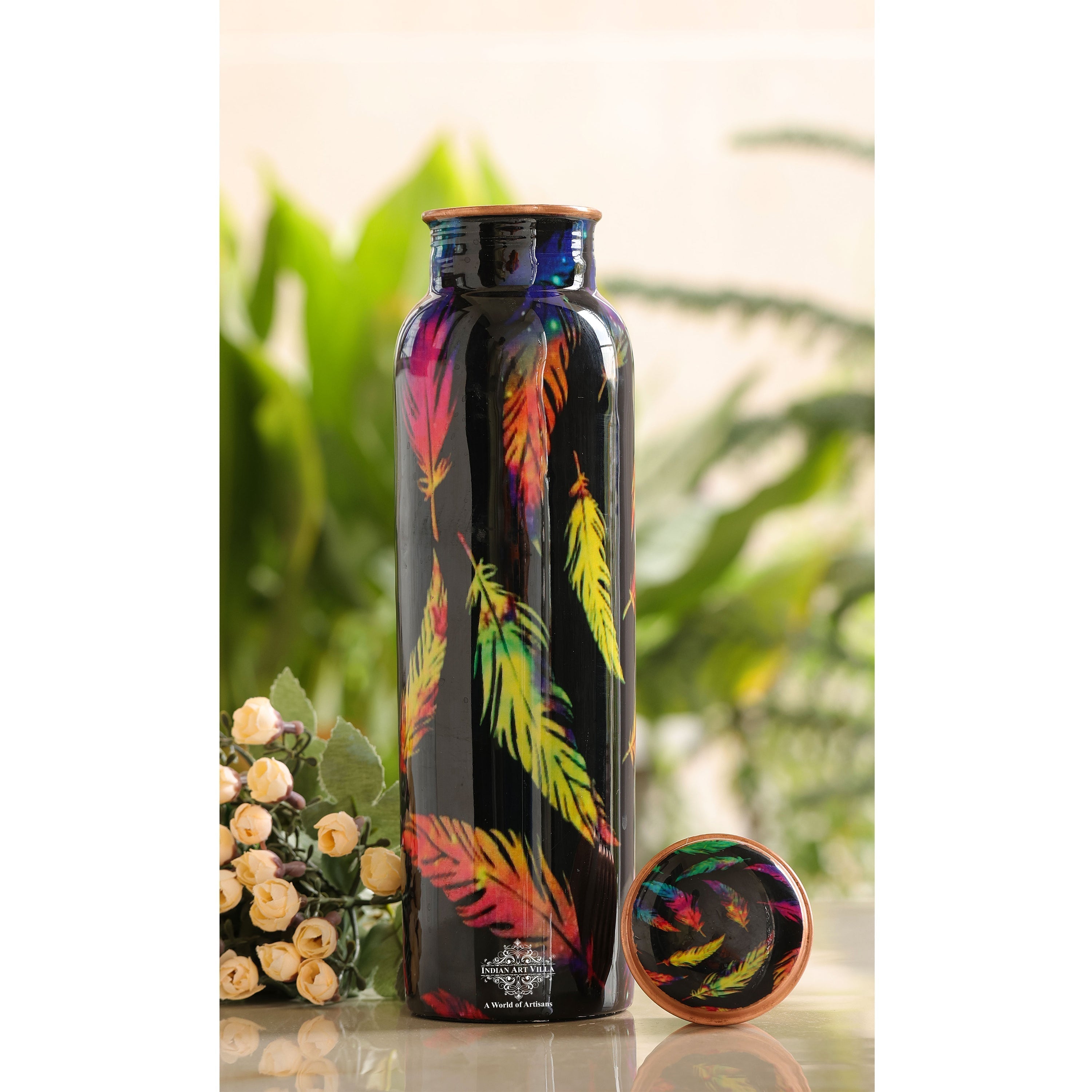 Pure Copper Water Bottle with Printed Design