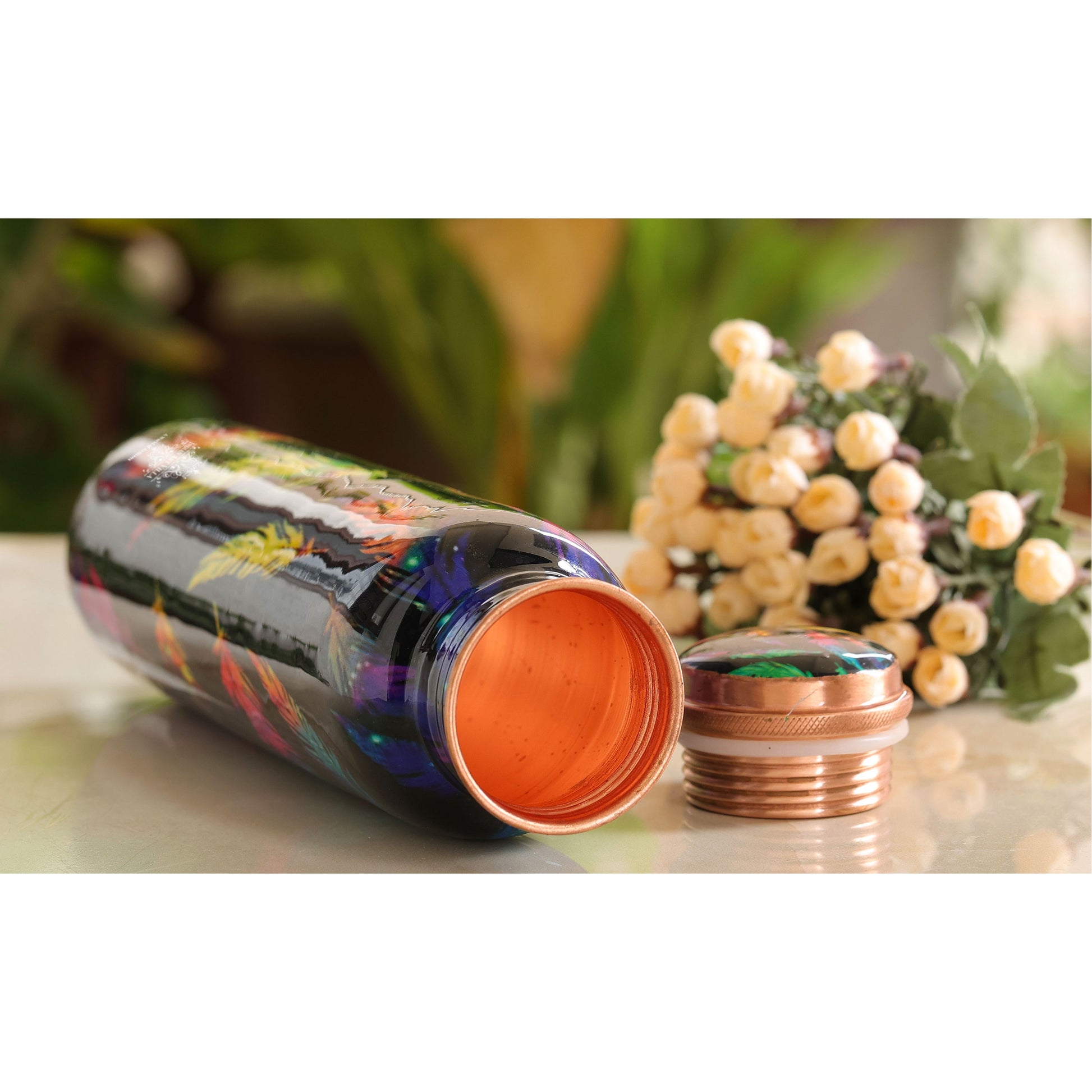 Pure Copper Water Bottle with Printed Design