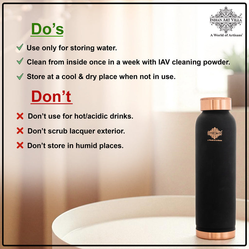 Pure Copper Water Bottle with Soft Matte Finish Color – 900 ML