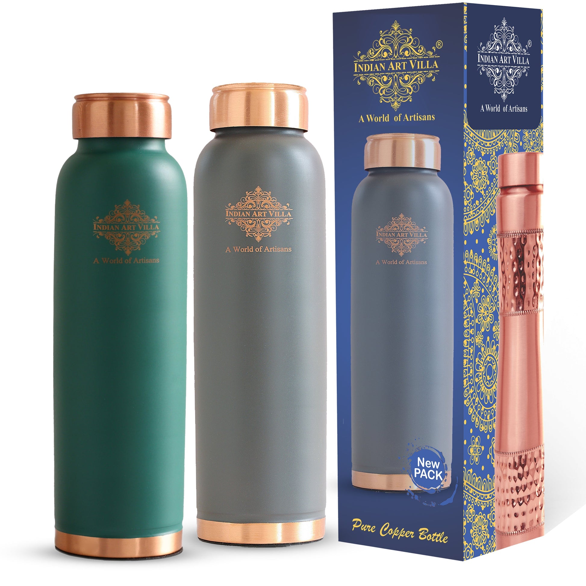 Pure Copper Water Bottle with Soft Matte Finish Color – 900 ML