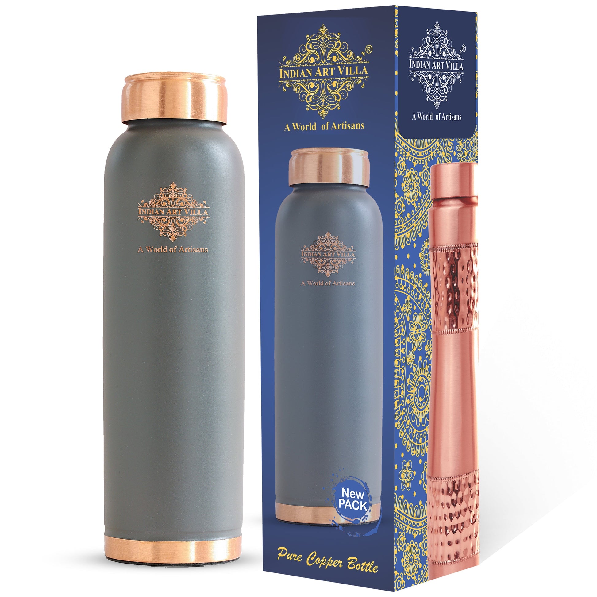 Pure Copper Water Bottle with Soft Matte Finish Color – 900 ML