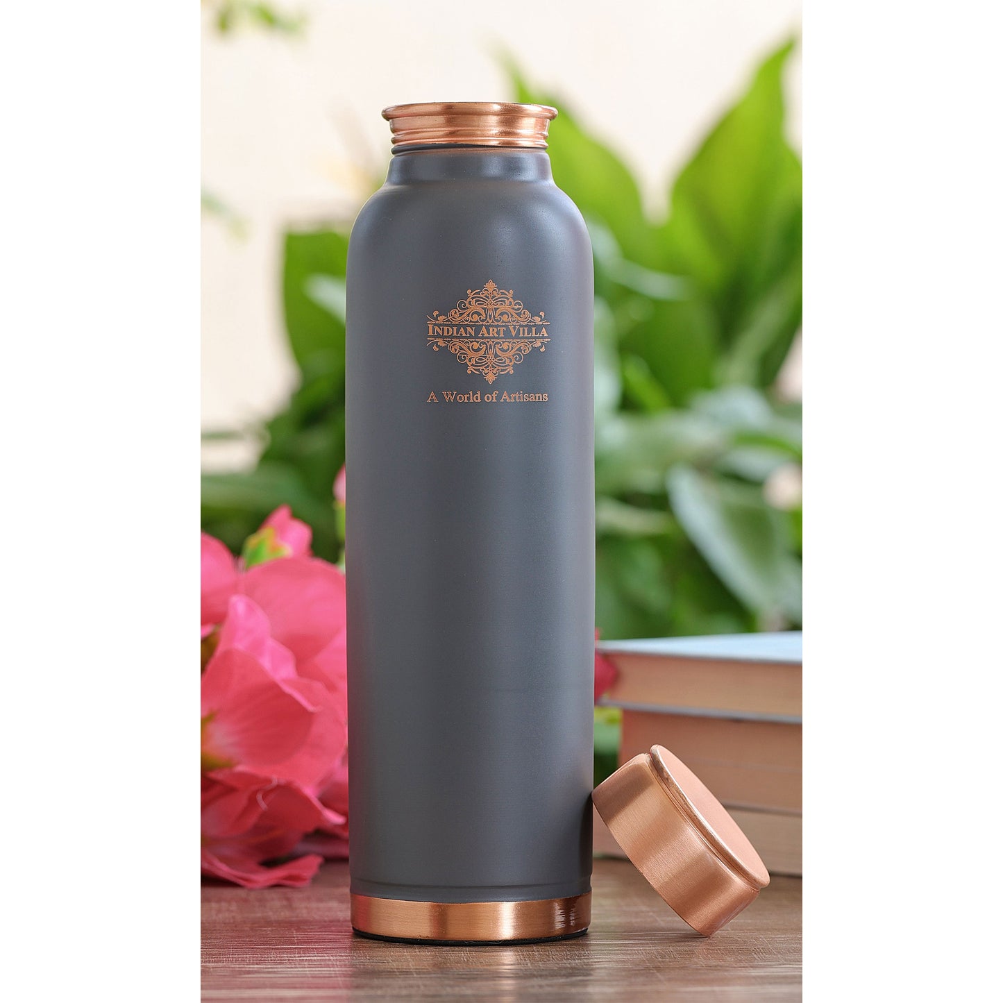 Personalized Copper Silk Finish Ergonomic Water Bottle 900 ML
