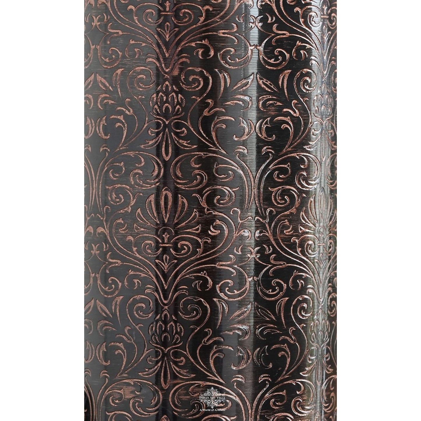 Pure Copper Water Bottle with Embossed Design
