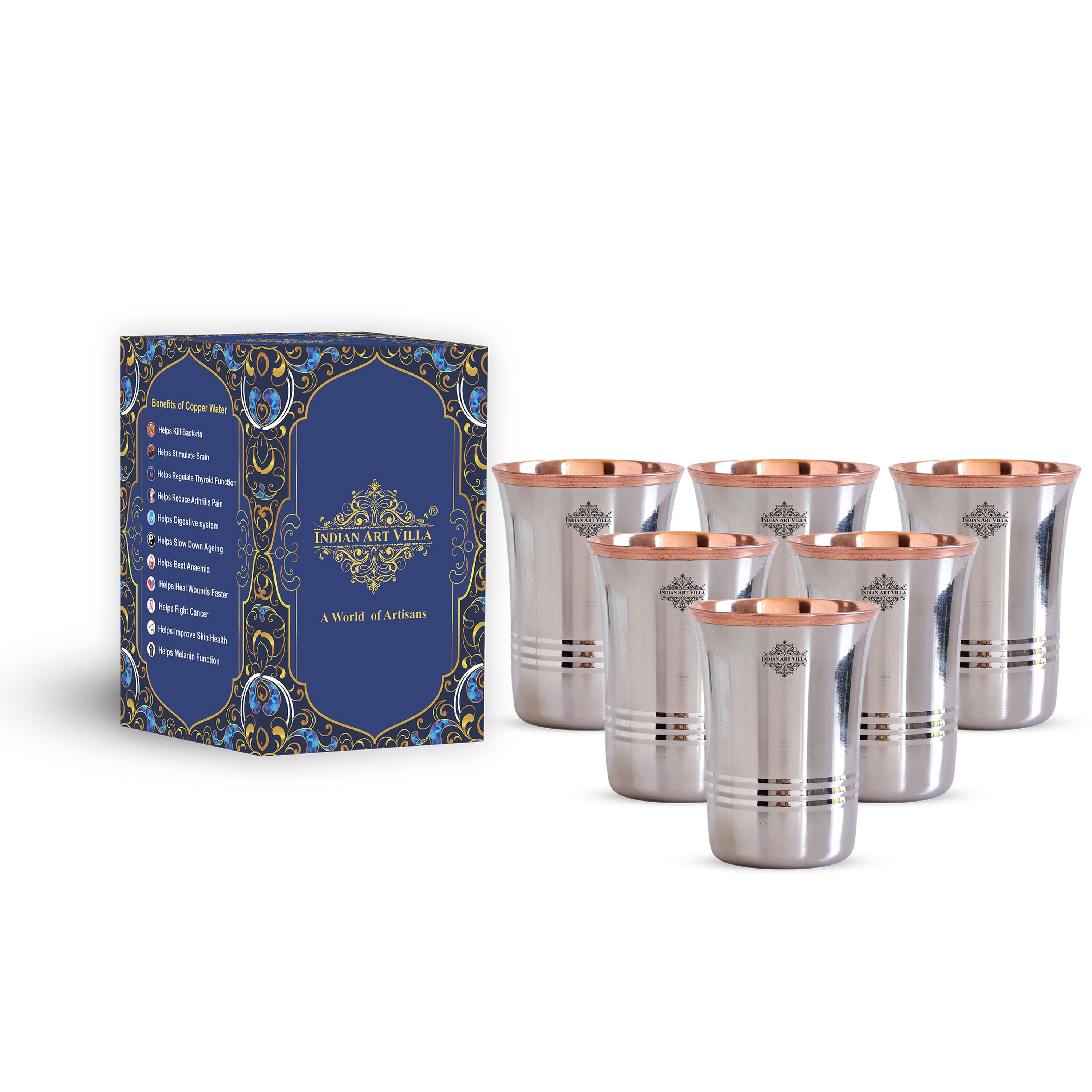 Pure Steel Copper Curve Shaped Glass  250 ml