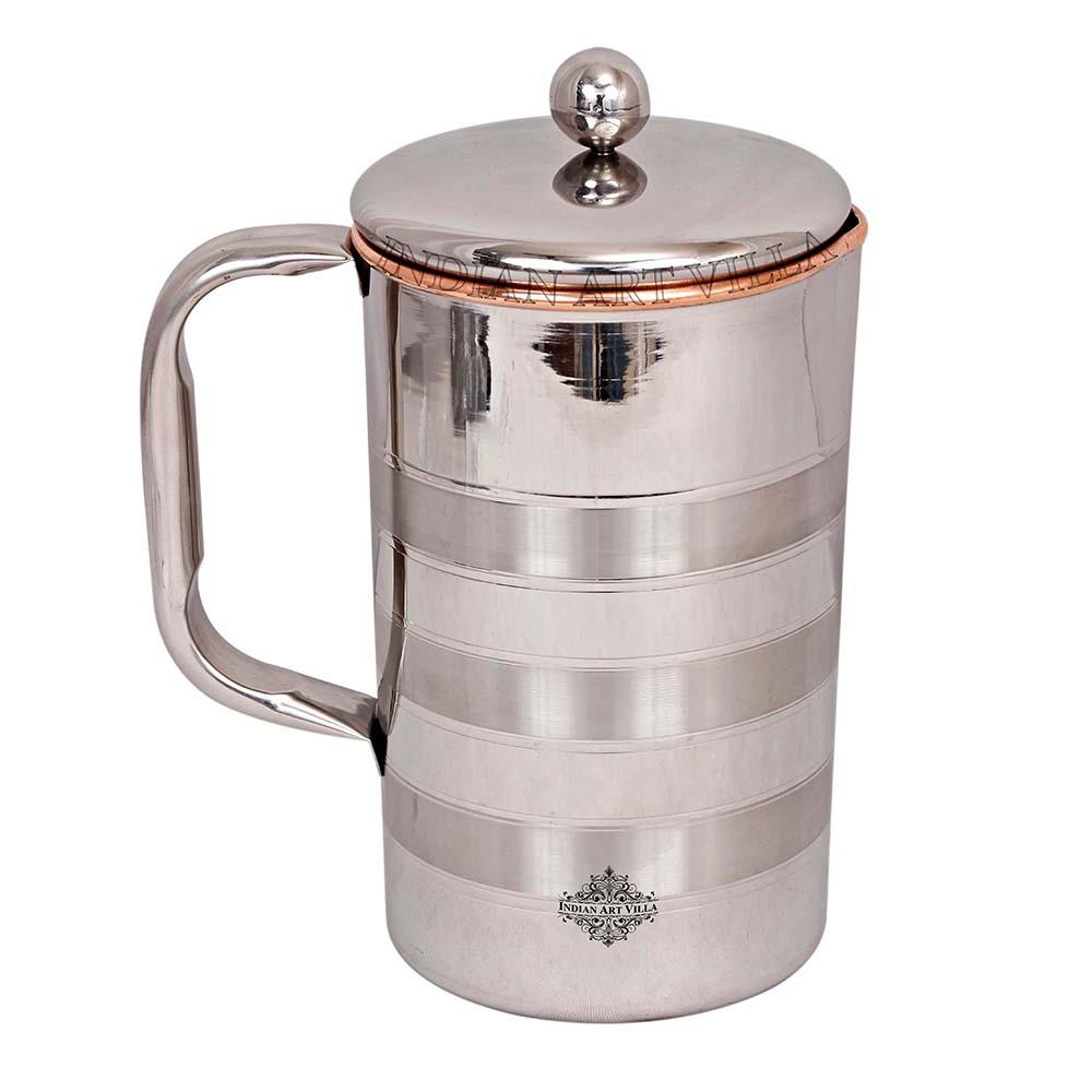 Steel Copper Luxury Designer Jug, Pitcher With a Designer Knob on Lid, Tableware