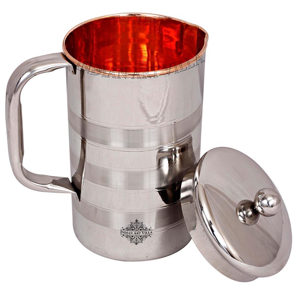 Steel Copper Luxury Designer Jug, Pitcher With a Designer Knob on Lid, Tableware