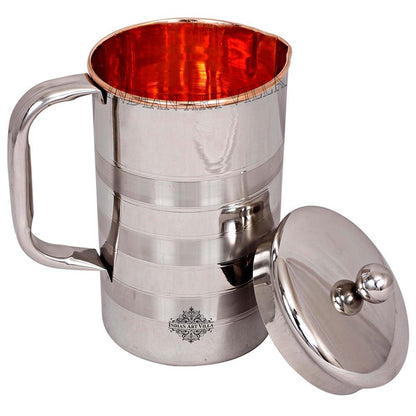 Steel Copper Luxury Designer Jug, Pitcher With a Designer Knob on Lid, Tableware