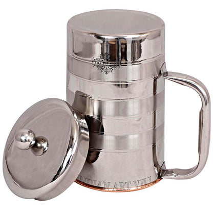 Steel Copper Luxury Designer Jug, Pitcher With a Designer Knob on Lid, Tableware