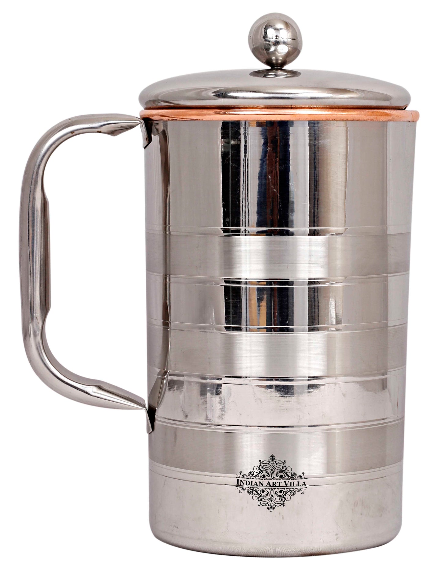 Steel Copper Luxury Designer Jug, Pitcher With a Designer Knob on Lid, Tableware