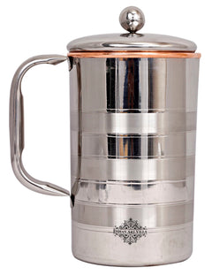 Steel Copper Luxury Designer Jug, Pitcher With a Designer Knob on Lid, Tableware