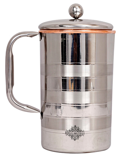 Steel Copper Luxury Designer Jug, Pitcher With a Designer Knob on Lid, Tableware