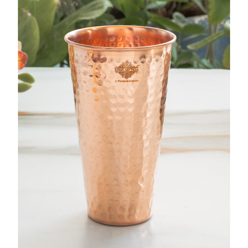 Pure Copper Handcrafted Embossed & Hammered Glass 525 ML