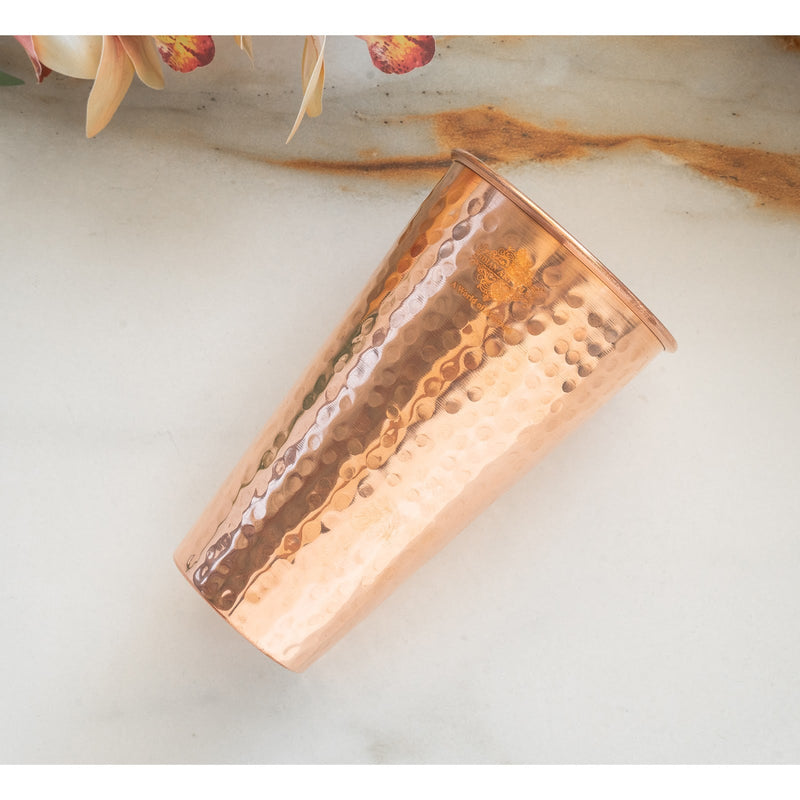 Pure Copper Handcrafted Embossed & Hammered Glass 525 ML