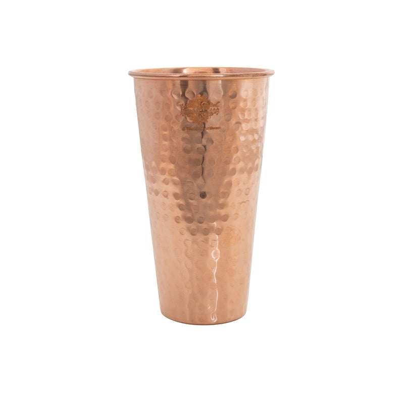 Pure Copper Handcrafted Embossed & Hammered Glass 525 ML