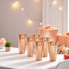 Pure Copper Handcrafted Embossed & Hammered Glass 525 ML
