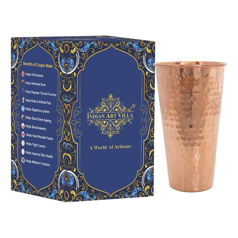 Pure Copper Handcrafted Embossed & Hammered Glass 525 ML