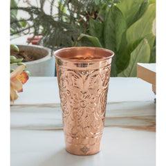 Pure Copper Handcrafted Embossed & Hammered Glass 525 ML