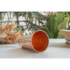 Pure Copper Handcrafted Embossed & Hammered Glass 525 ML