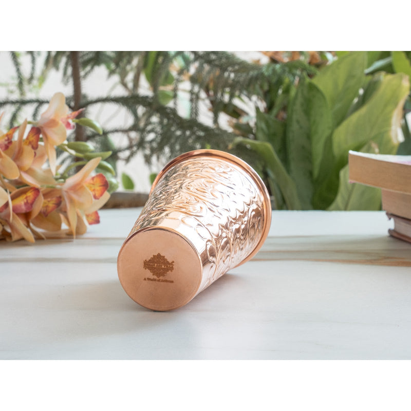 Pure Copper Handcrafted Embossed & Hammered Glass 525 ML