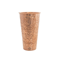 Pure Copper Handcrafted Embossed & Hammered Glass 525 ML