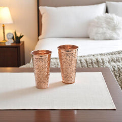 Pure Copper Handcrafted Embossed & Hammered Glass 525 ML