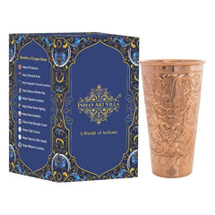 Pure Copper Handcrafted Embossed & Hammered Glass 525 ML