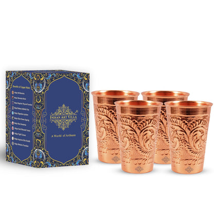 Pure Copper tumbler Glass Cup, Designer Small, 350 ML