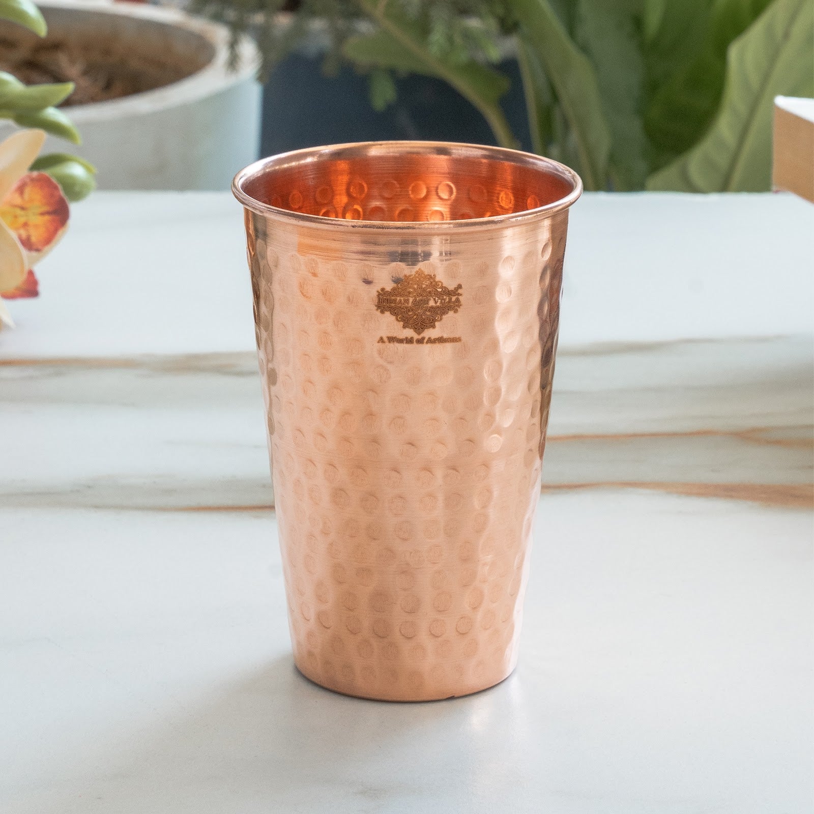 Pure Copper tumbler Glass Cup, Designer Small, 350 ML