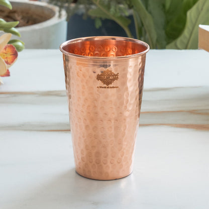 Pure Copper tumbler Glass Cup, Designer Small, 350 ML