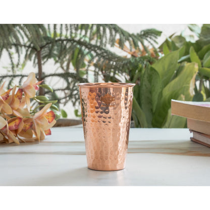 Pure Copper tumbler Glass Cup, Designer Small, 350 ML