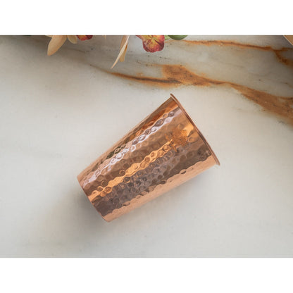Pure Copper tumbler Glass Cup, Designer Small, 350 ML