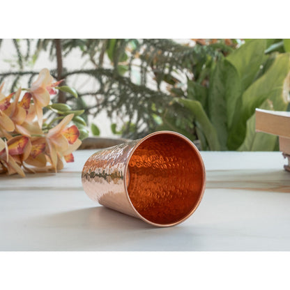 Pure Copper tumbler Glass Cup, Designer Small, 350 ML