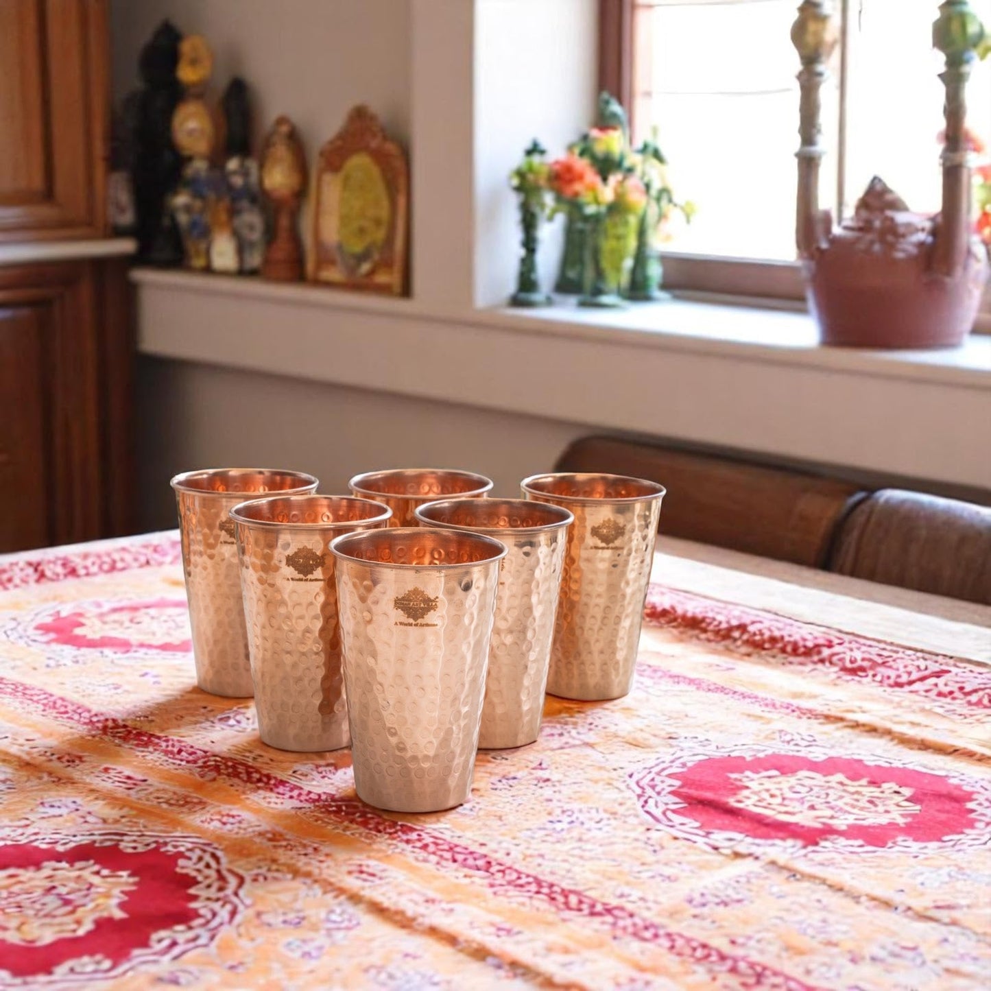 Pure Copper tumbler Glass Cup, Designer Small, 350 ML