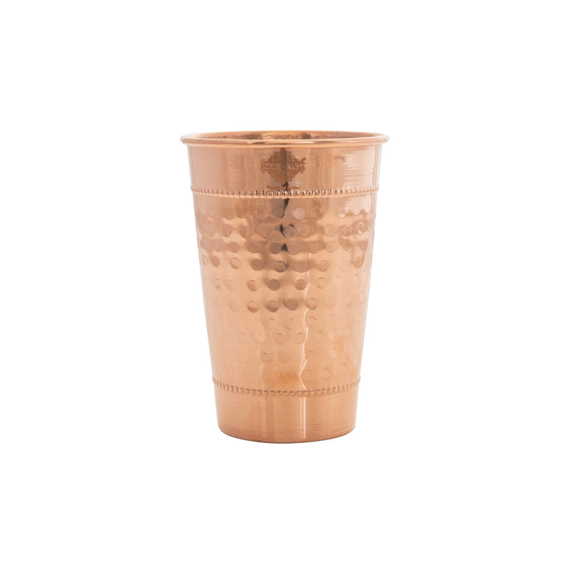 Copper Hammered Design Glass with 2 Rings 400 ML