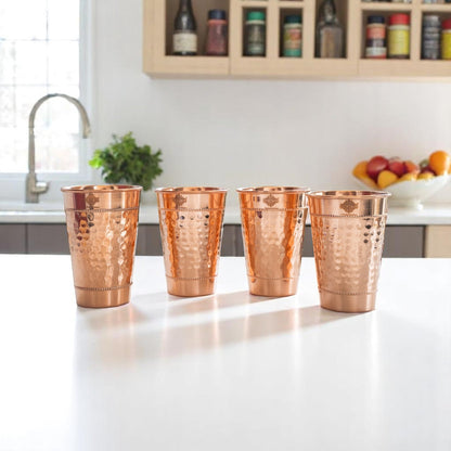 Copper Hammered Design Glass with 2 Rings 400 ML