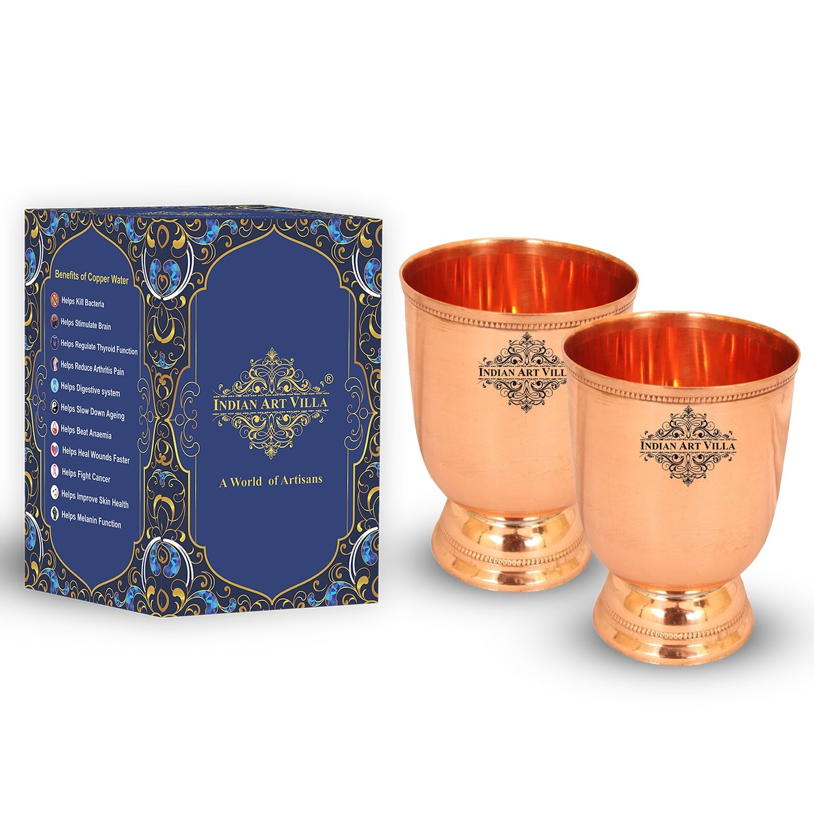 Pure Copper Goblet Glass Tumbler 450 ML