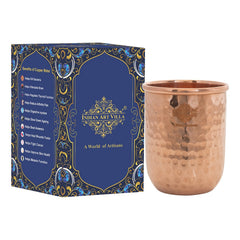 Pure Copper Round Hammered Design Glass 275 ML