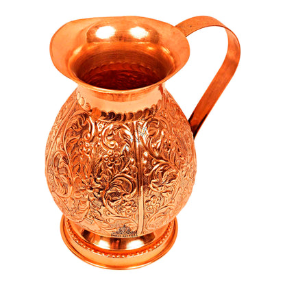 Pure Copper Jug with Embossed Leaf Design – 1500 ML