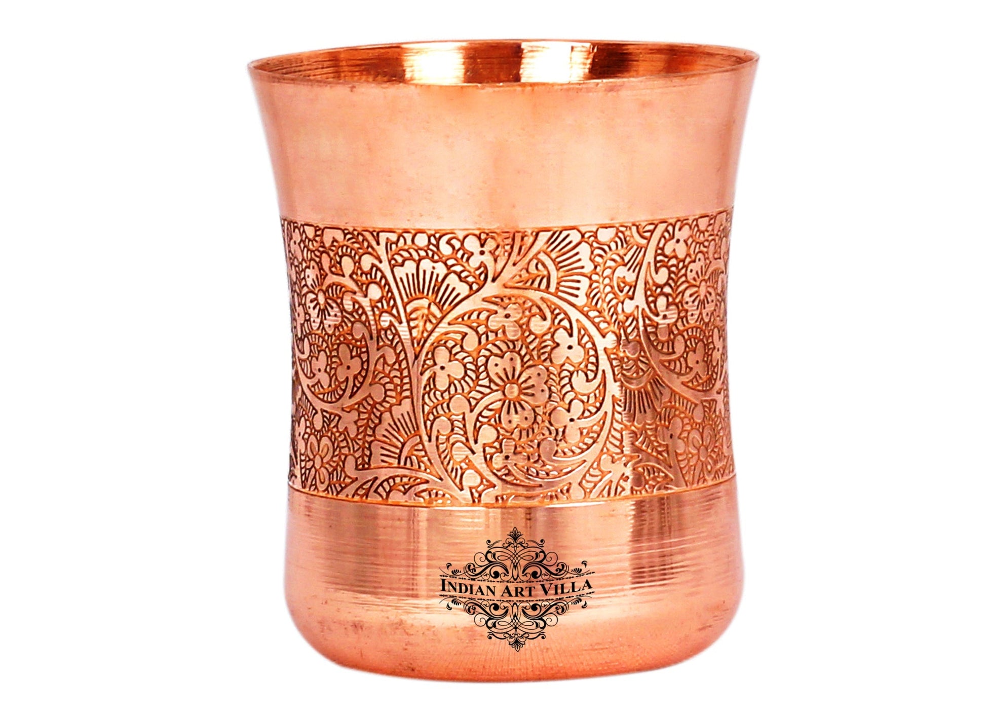 Pure Copper Glass with Embossed & Hammered Design 300ml