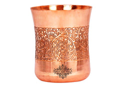 Pure Copper Glass with Embossed & Hammered Design 300ml