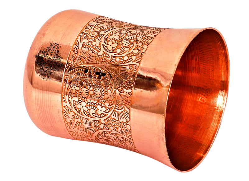 Pure Copper Glass with Embossed & Hammered Design 300ml