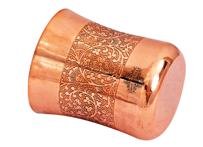 Pure Copper Glass with Embossed & Hammered Design 300ml