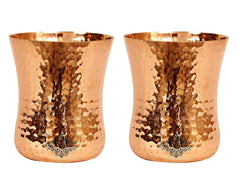 Pure Copper Glass with Embossed & Hammered Design 300ml