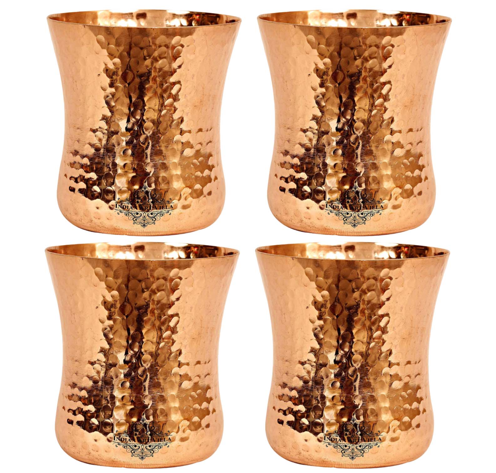 Pure Copper Glass with Embossed & Hammered Design 300ml
