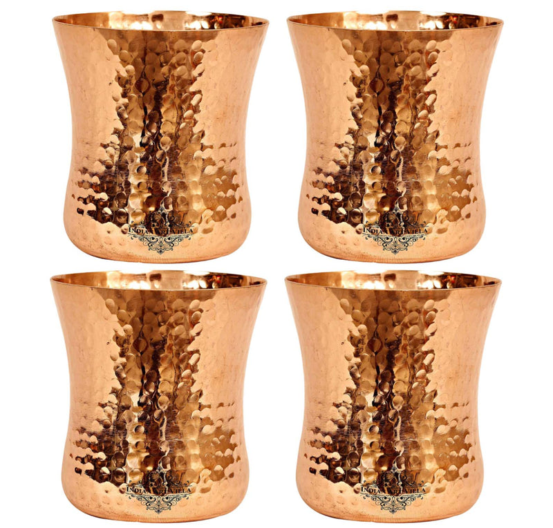 Pure Copper Glass with Embossed & Hammered Design 300ml