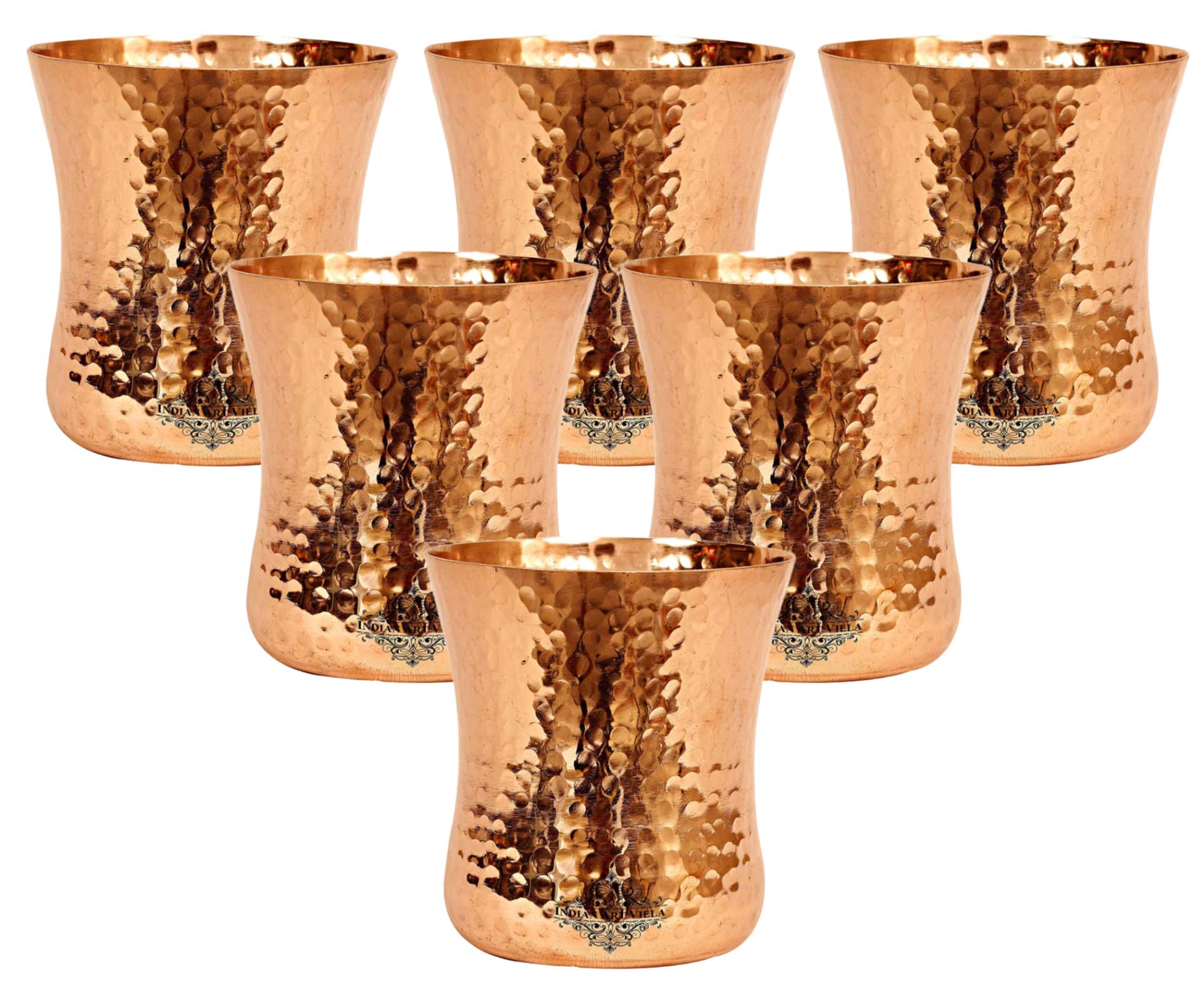 Pure Copper Glass with Embossed & Hammered Design 300ml