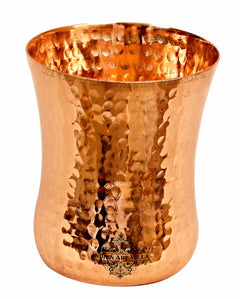 Pure Copper Glass with Embossed & Hammered Design 300ml