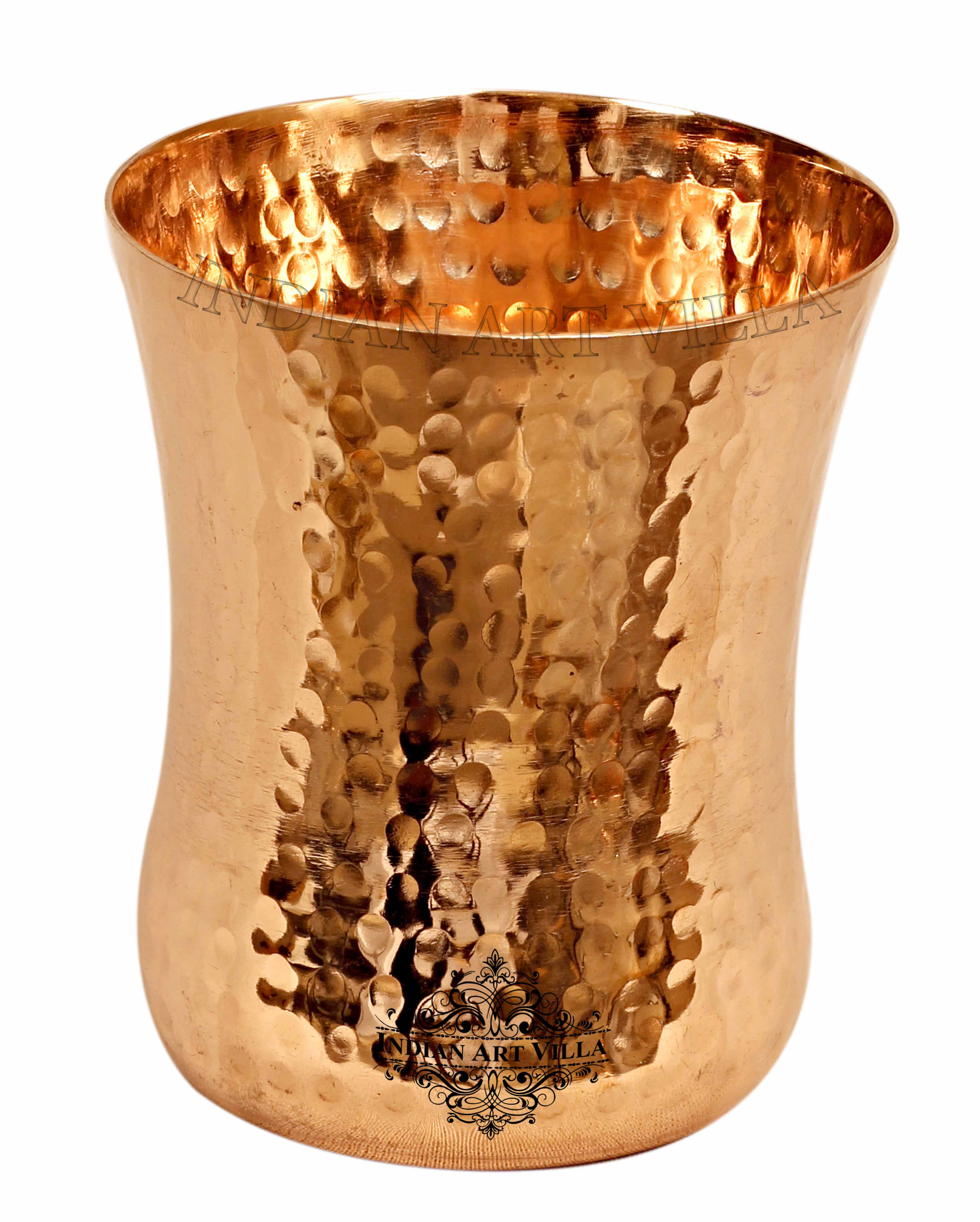 Pure Copper Glass with Embossed & Hammered Design 300ml