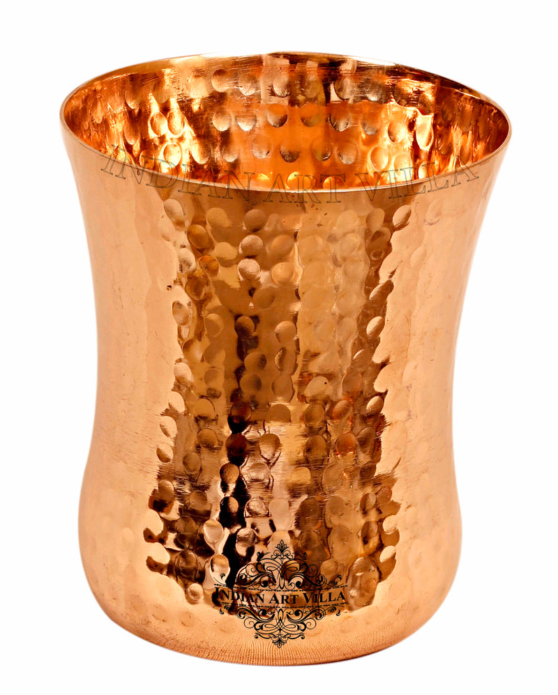 Pure Copper Glass with Embossed & Hammered Design 300ml