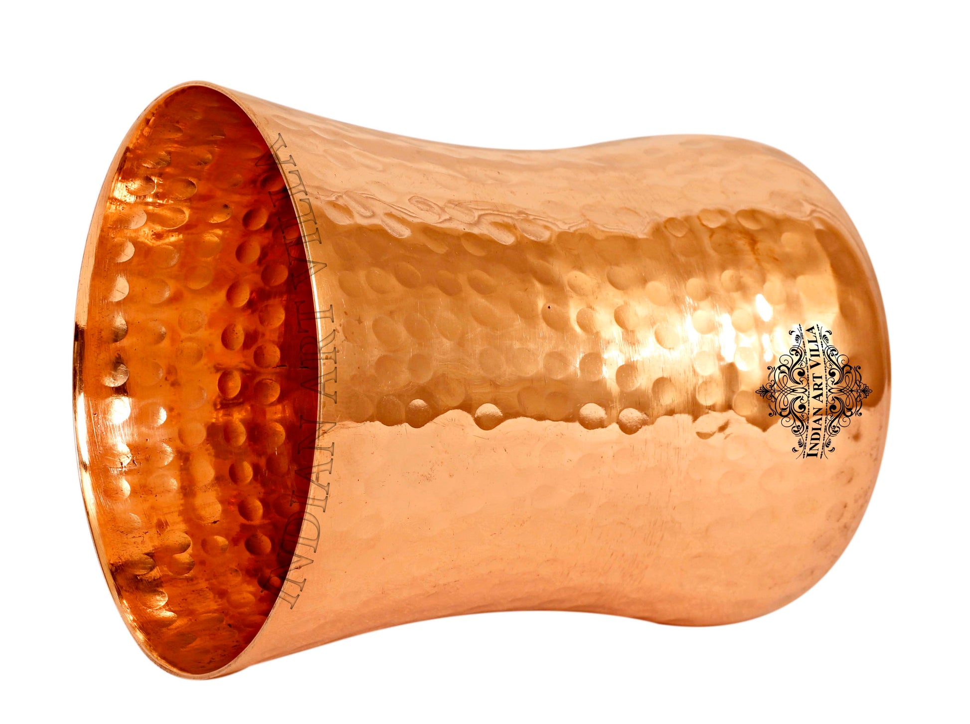 Pure Copper Glass with Embossed & Hammered Design 300ml